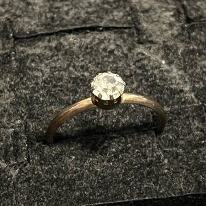 Gold Toned Solitaire Ring size 12with Clear Stone - Elegant Women's Jewelry